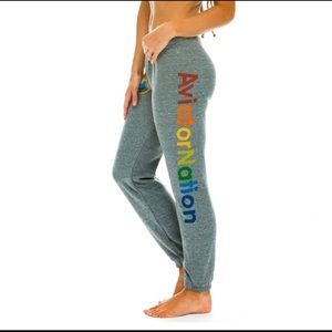 Aviator Nation Heather Gray Rainbow Logo Sweatpants